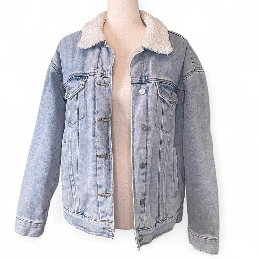 PacSun Light Blue Denim Jacket with Sherpa Collar